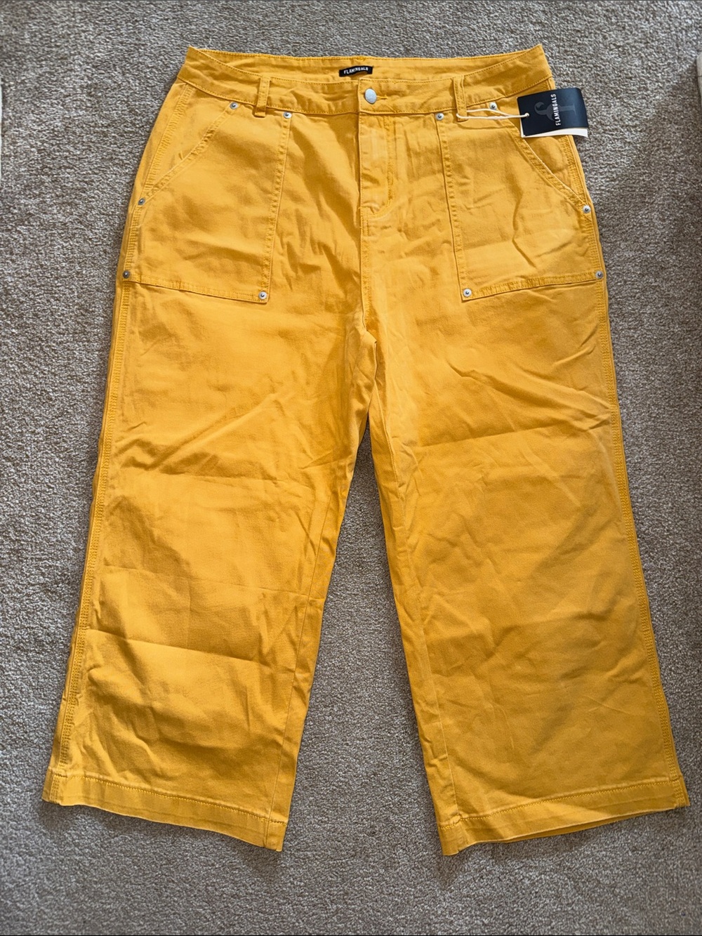 Yellow Cargo Wide-Leg Women's Jeans - Unbranded